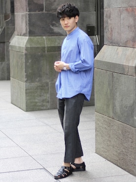 「MARGARET HOWELL（マーガレットハウエル）のアイテム（スラックス）」を使った、tom🐶さん（メンズ・167cm）の夏コーディネート
