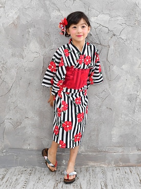 「アイテム（水着/着物・浴衣）」を使った、子供服Beeさん（キッズ・110cm）の夏コーディネート
