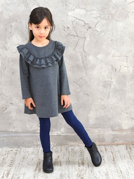 「Bee des Bee（ビーデスビー）のアイテム（ワンピース/ドレス）」を使った、子供服Beeさん（キッズ・110cm）の秋コーディネート