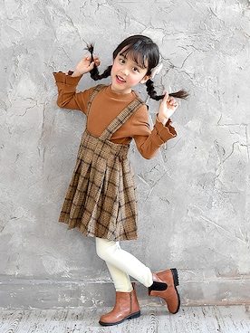 「アイテム（ヘアピン）」を使った、子供服Beeさん（キッズ・110cm）の秋コーディネート