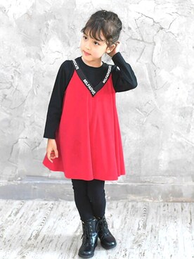 「Bee des Bee（ビーデスビー）のアイテム（ワンピース/ドレス）」を使った、子供服Beeさん（キッズ・110cm）の秋コーディネート