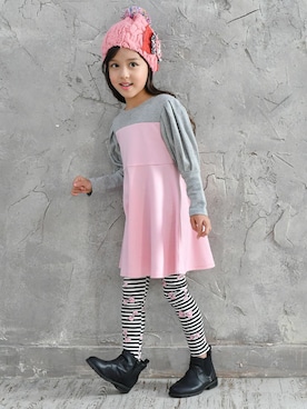 「Bee des Bee（ビーデスビー）のアイテム（ワンピース/ドレス）」を使った、子供服Beeさん（キッズ・110cm）の秋コーディネート
