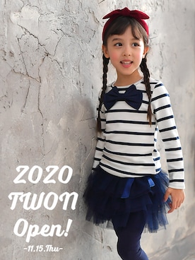 「アイテム（スカート）」を使った、子供服Beeさん（キッズ・110cm）の秋コーディネート