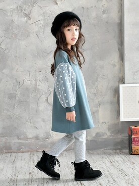 「Bee des Bee（ビーデスビー）のアイテム（ワンピース/ドレス）」を使った、子供服Beeさん（キッズ・115cm）の冬コーディネート