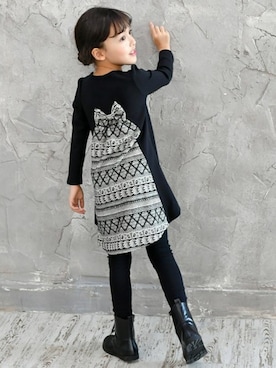 「Bee des Bee（ビーデスビー）のアイテム（パンツ）」を使った、子供服Beeさん（キッズ・115cm）の冬コーディネート