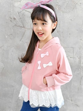 「アイテム（パーカー）」を使った、子供服Beeさん（キッズ・115cm）の冬コーディネート