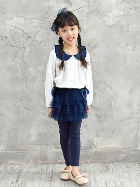 「アイテム（スカート）」を使った、子供服Beeさん（キッズ・110cm）の春コーディネート