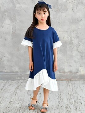 「Bee des Bee（ビーデスビー）のアイテム（ワンピース/ドレス）」を使った、子供服Beeさん（キッズ・116cm）の夏コーディネート