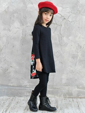 「Bee des Bee（ビーデスビー）のアイテム（ワンピース/ドレス）」を使った、子供服Beeさん（キッズ・115cm）の秋コーディネート