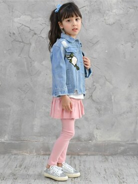 「Bee des Bee（ビーデスビー）のアイテム（ジャケット/アウター）」を使った、子供服Beeさん（キッズ・110cm）の秋コーディネート
