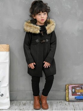 「Bee des Bee（ビーデスビー）のアイテム（その他アウター）」を使った、子供服Beeさん（キッズ・113cm）の秋コーディネート
