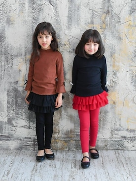 「アイテム（スカート）」を使った、子供服Beeさん（キッズ・120cm）の秋コーディネート