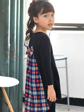 「Bee des Bee（ビーデスビー）のアイテム（ワンピース/ドレス）」を使った、子供服Beeさん（キッズ・110cm）の冬コーディネート