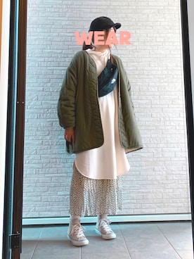 「NANO universe（ナノユニバース）のアイテム（キャップ）」を使った、naooon☆さん（レディース・167cm）の冬コーディネート