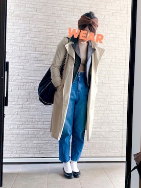 「NANO universe（ナノユニバース）のアイテム（ライダースジャケット）」を使った、naooon☆さん（レディース・167cm）の春コーディネート
