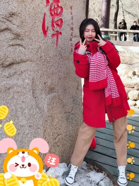 「ONLY（オンリー）のアイテム（ダッフルコート）」を使った、Bohann さん（レディース・163cm）の冬コーディネート