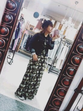 「フラワープリント」｜「アイテム（デニムジャケット）」を使った、☆＊noririn＊☆ さん（レディース・158cm）の春コーディネート