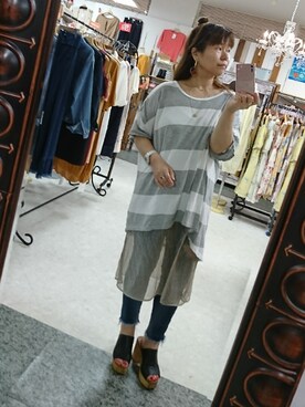 「Ungrid（アングリッド）のフレイドヘムストスリ（デニムパンツ）」を使った、☆＊noririn＊☆ さん（レディース・158cm）の夏コーディネート