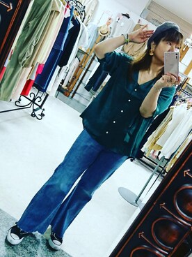 「リメイクデニム」｜「アイテム（シャツ/ブラウス）」を使った、☆＊noririn＊☆ さん（レディース・158cm）の夏コーディネート