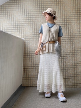 「レーススカート」｜「アイテム（財布/小物）」を使った、maさん（レディース・161cm）の夏コーディネート