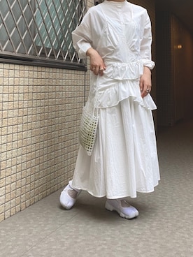 「ビーズバッグ」｜「アイテム（シャツワンピース）」を使った、maさん（レディース・161cm）の夏コーディネート