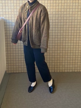 「白タイツ」｜「アイテム（ブルゾン）」を使った、maさん（レディース・161cm）の冬コーディネート