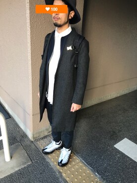 「3色コーデ」｜「アイテム（ブルゾン）」を使った、KAZUMA.さん（メンズ・170cm）の冬コーディネート