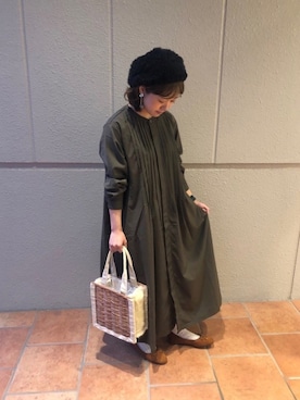 「ナチュラルスタイル」｜「アイテム（ニットキャップ/ビーニー）」を使った、とりみさん（レディース・156cm）の冬コーディネート