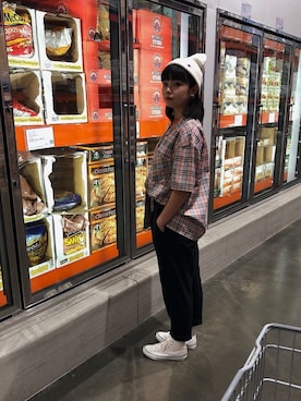 「オルチャンファッション」｜「アイテム（ニットキャップ/ビーニー）」を使った、ruiさん（レディース・154cm）の秋コーディネート