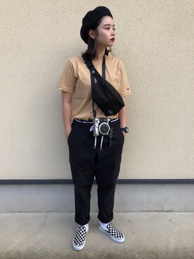 「秋のブラウンスタイル」｜「アイテム（スリッポン）」を使った、ruiさん（レディース・154cm）の秋コーディネート