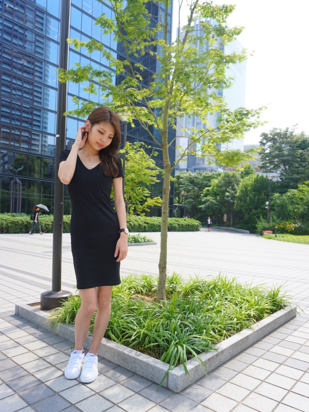 「中崎町#茶屋町」｜「H&Mのアイテム（ワンピース、ブラック系）」を使った、SATSUKIさん（レディース・162cm）の夏コーディネートの1枚目の写真