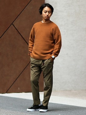 「アイテム（トップス、ブラウン系）」を使った、SASAさん（メンズ・175cm）の秋コーディネート