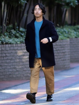「JOURNAL STANDARD relume（ジャーナルスタンダード　レリューム）のアイテム（チェスターコート）」を使った、SASAさん（メンズ・175cm）の秋コーディネート