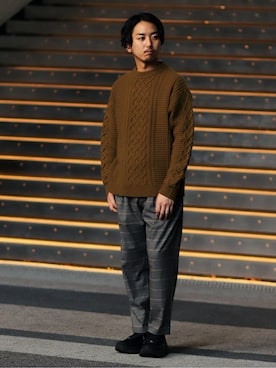 「JOURNAL STANDARD relume（ジャーナルスタンダード　レリューム）のアイテム（ニット/セーター）」を使った、SASAさん（メンズ・175cm）の冬コーディネート