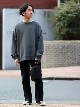 「JOURNAL STANDARD relume（ジャーナルスタンダード　レリューム）の◆CALIFORNIA UPCYCLE スウェット（スウェット、ブラック系）」を使った、SASAさん（メンズ・175cm）の冬コーディネート