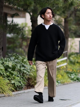「JOURNAL STANDARD relume（ジャーナルスタンダード　レリューム）のアイテム（ニット/セーター）」を使った、SASAさん（メンズ・175cm）の冬コーディネート