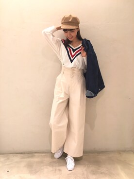 「united arrows」｜「アイテム（デニムジャケット）」を使った、Ayano Fujitaさん（レディース・165cm）の冬コーディネート