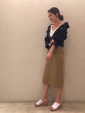 「united arrows」｜「アイテム（デニムジャケット）」を使った、Ayano Fujitaさん（レディース・165cm）の春コーディネート