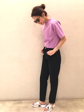 「BEAUTY&YOUTH UNITED ARROWS（ビューティーアンドユースユナイテッドアローズ）のBY RayBan ラウンドサングラス ¨（サングラス、ベージュ系）」を使った、Ayano Fujitaさん（レディース・165cm）の春コーディネート