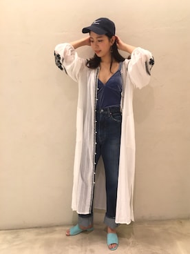 「NIKE（ナイキ）のNIKE U NK H86 CAP SB TWILL（キャップ、ブルー系）」を使った、Ayano Fujitaさん（レディース・165cm）の春コーディネート