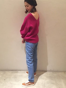 「ROKU」｜「アイテム（ハンチング/ベレー帽）」を使った、Ayano Fujitaさん（レディース・165cm）の秋コーディネート