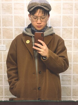 「THE SHOP TK （ザ ショップ ティーケー ）のアイテム（チェスターコート）」を使った、EnvyEvilさん（メンズ・172cm）の冬コーディネート