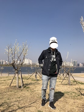 「8seconds（エイトセカンズ）のアイテム（帽子）」を使った、Rubio Dcさん（メンズ・160cm）の冬コーディネート