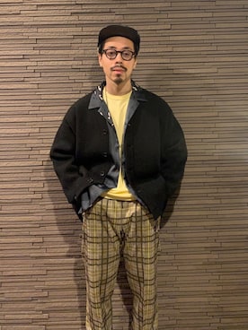 「N.HOOLYWOOD（N.ハリウッド）のアイテム（カーディガン/ボレロ）」を使った、矢野 勇太さん（メンズ・170cm）の春コーディネート