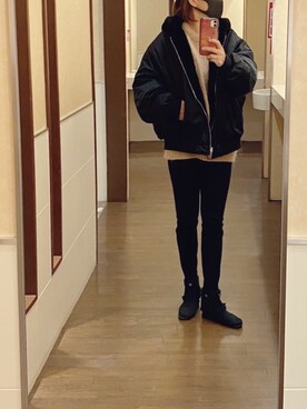 「ミネトンカブーツ」｜momoさん（レディース・160cm）の冬コーディネート