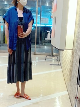 「ダンガリーシャツ」｜「アイテム（サンダル）」を使った、momoさん（レディース・160cm）の夏コーディネート