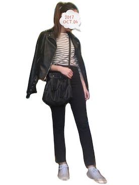 「H&M（エイチ・アンド・エム）のアイテム（ドラムバッグ）」を使った、Yulian さん（レディース・161cm）の秋コーディネート