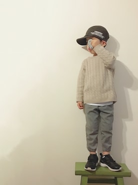 「Smoothy（スムージー）のアイテム（キャップ）」を使った、taaaoさん（キッズ・100cm）の冬コーディネート