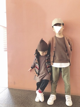 「ボアベスト」｜「アイテム（ワンピース）」を使った、taaaoさん（キッズ・110cm）の秋コーディネート