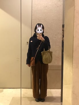 「DANTON（ダントン）のアイテム（ピーコート）」を使った、Lin Yunさん（レディース・156cm）の冬コーディネート